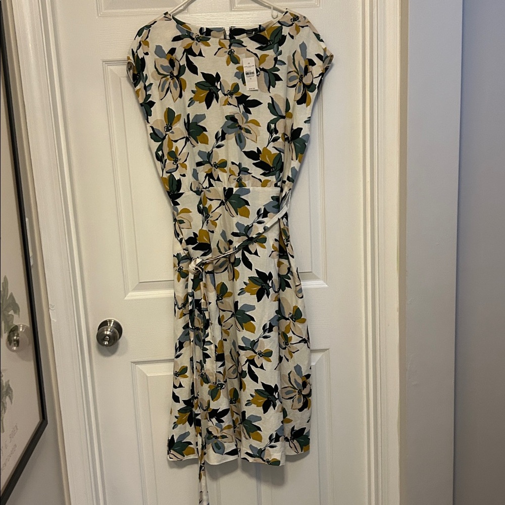 Ann Taylor Dress - White, Green, Yellow Floral